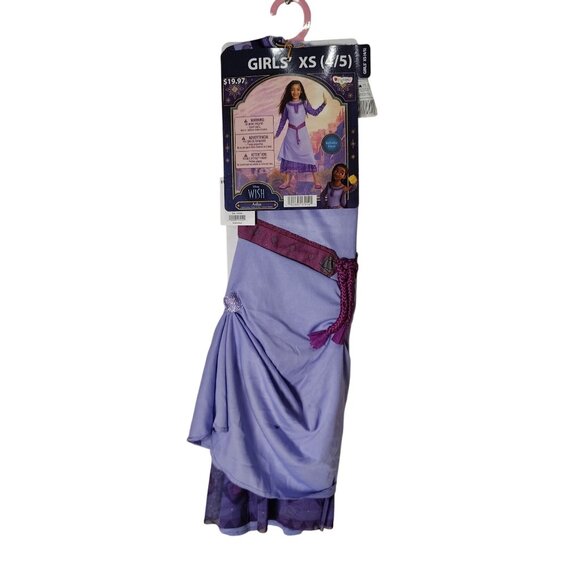Disney Girls XS 4/5 Wish Asha Purple Long Sleeve Dress Halloween Costume - Picture 7 of 7